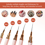 5PCS Nail Art Liner Brushes (Pink) – Plastic Handle - Image 3